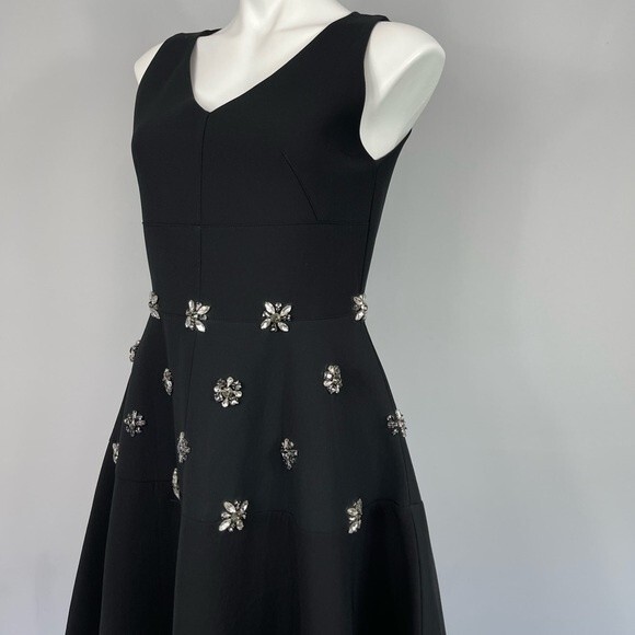 Wrong Side of Right Black Scuba Neoprene Crystal Embellished Fit & Flare Dress S - Picture 5 of 16
